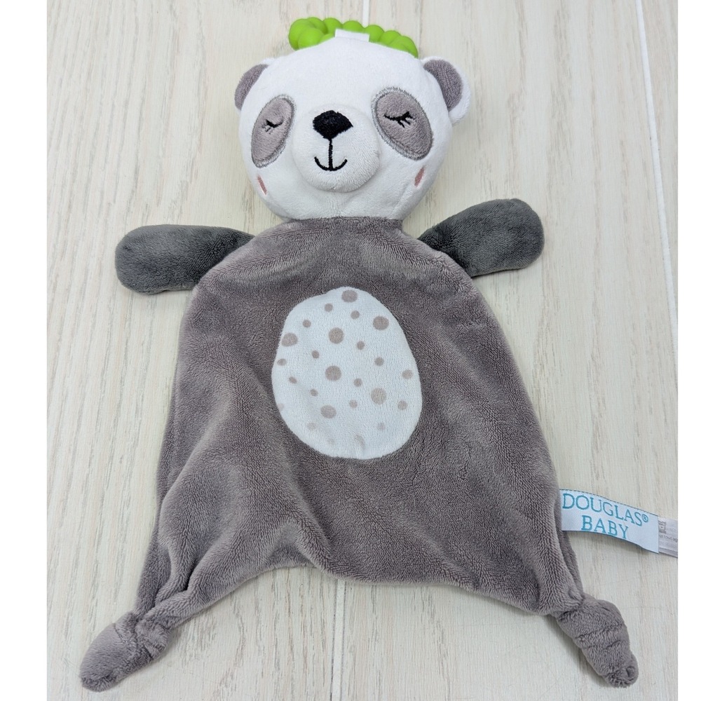 Douglas Baby Lil' Teether Peyton Panda Bear Lovey Security Blanket Gray white